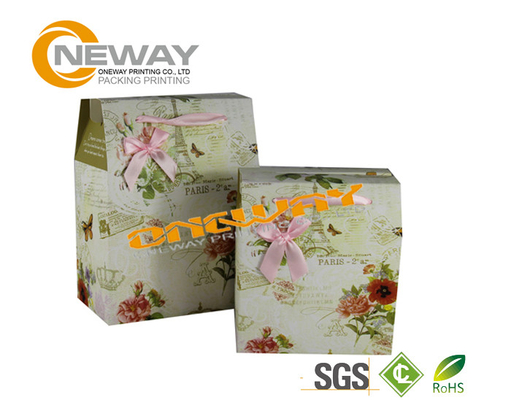 Glossy Coating Printed Trapezoid Custom Gift Boxes with Bowtie