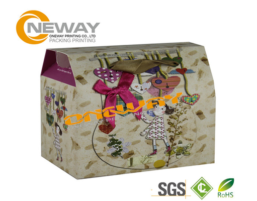 Glossy Coating Printed Trapezoid Custom Gift Boxes with Bowtie