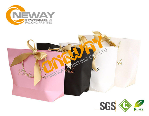 White Fashion Design Stand Up Shopping Paper Packaging Bags With Handles