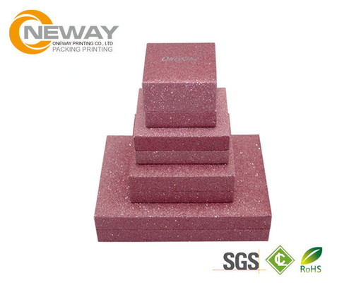 Glossy Finish Paper Jewelry Boxes , Natural Kraft Covered Boxes