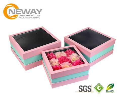 Flower Gift Box Off - White Splendid Retail Gift Flower Paper Box With Clear Window