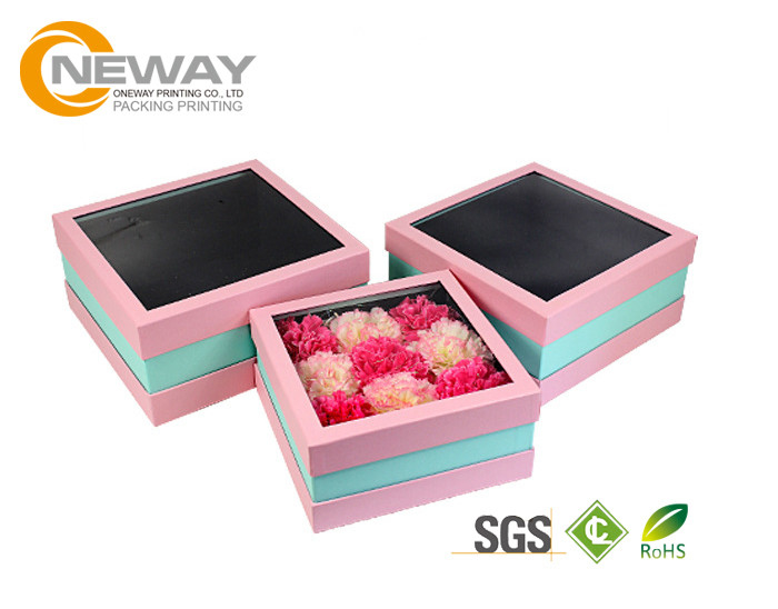 Flower Gift Box Off - White Splendid Retail Gift Flower Paper Box With Clear Window